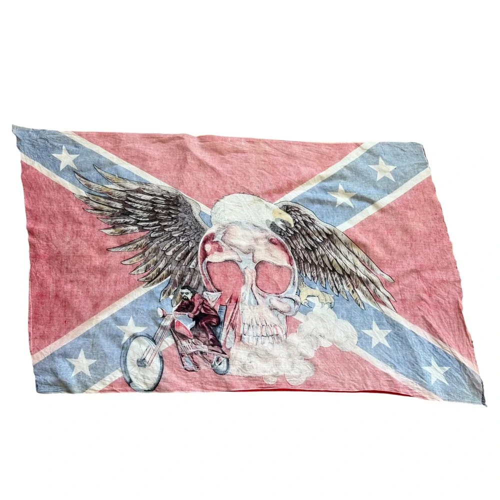 Vintage Biker Tapestry Rebel Flag Skull‎ Eagle Motorcycle Wall Hanging 53x33